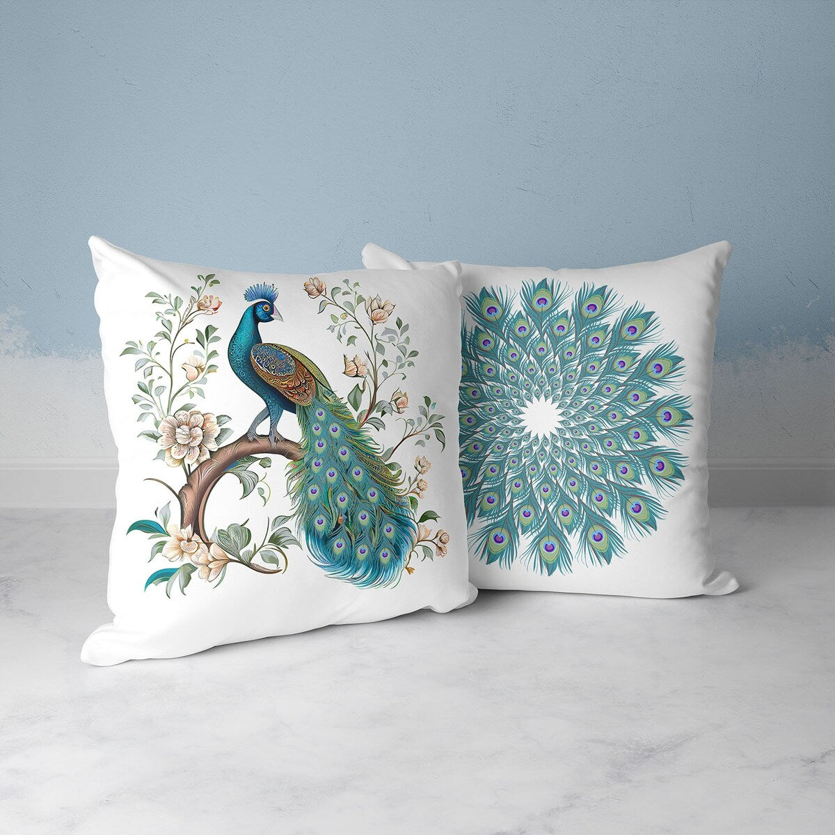 Amrita Sen Peacock Panache Indoor Outdoor Pillow with Removable Cover