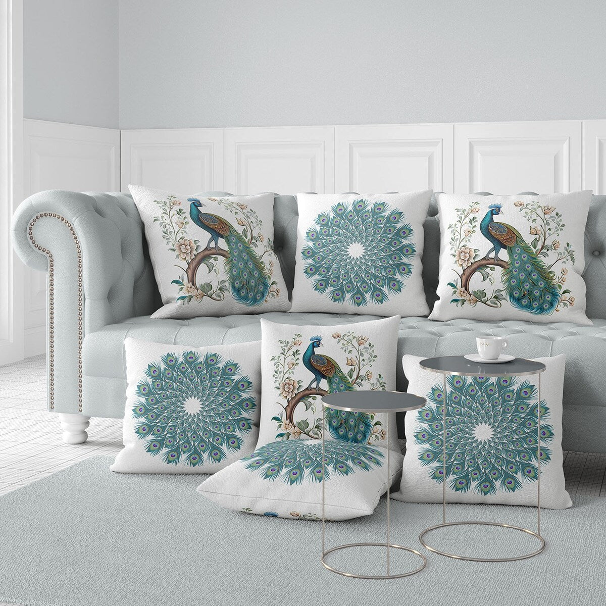 Amrita Sen Peacock Panache Indoor Outdoor Pillow with Removable Cover