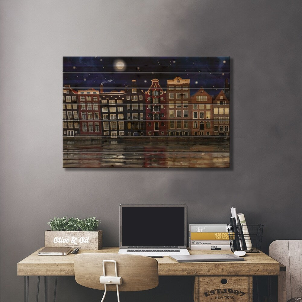 Amsterdam Dreams Print On Wood by Thomas Little - Multi-Color