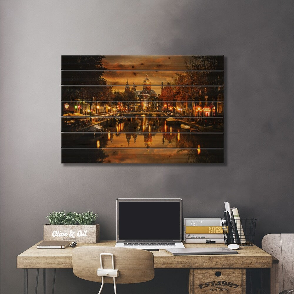 Amsterdam IV Print On Wood by Enzo Romano - Multi-Color