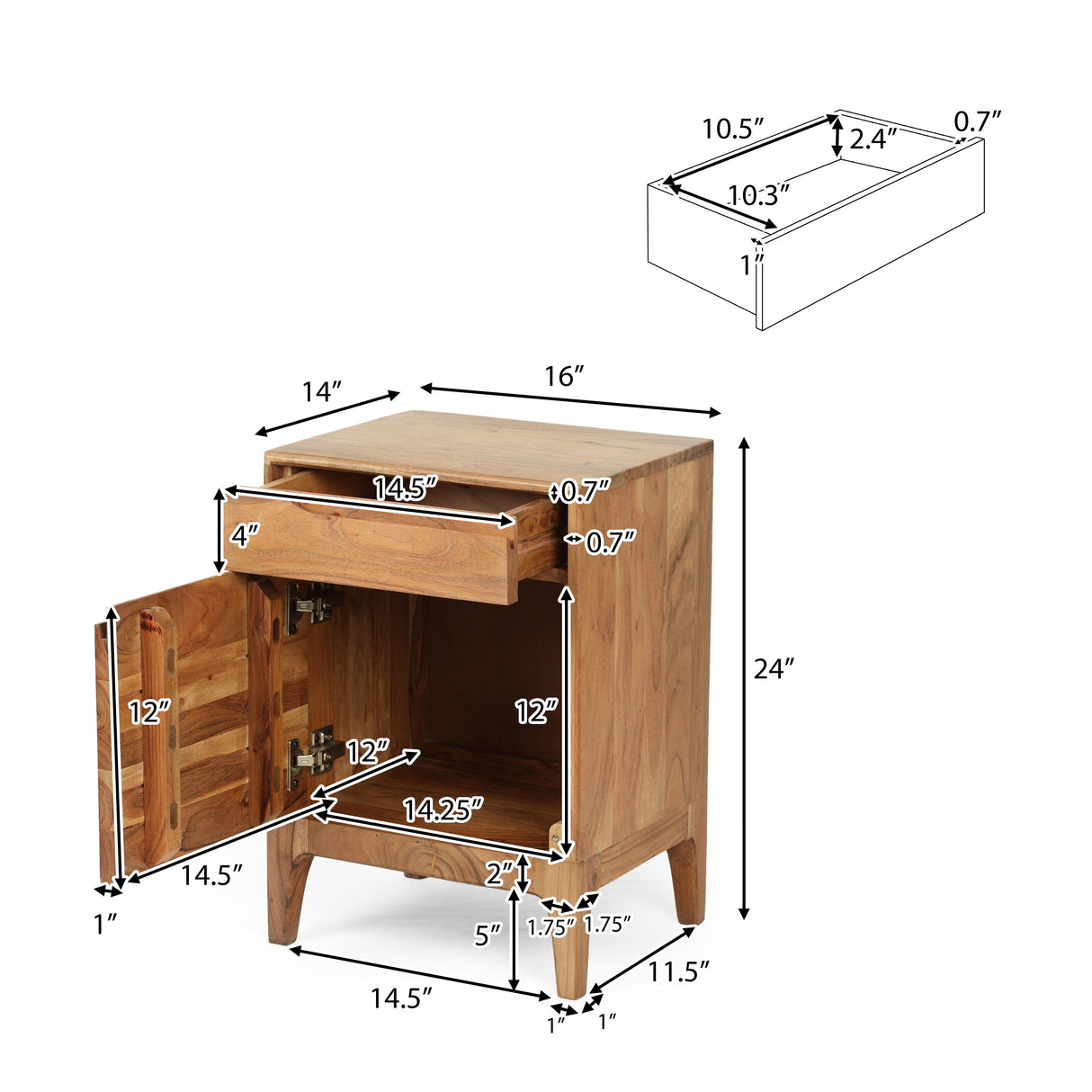 Amwiler Modern Handcrafted Acacia Wood Side Table by Christopher Knight Home