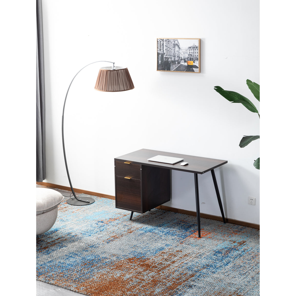 Amy Mid-Century Modern Wood Desk in Walnut Finish
