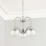 Ana Interiors Three Light Chandelier Trilogy Brushed Nickel - Exact Size