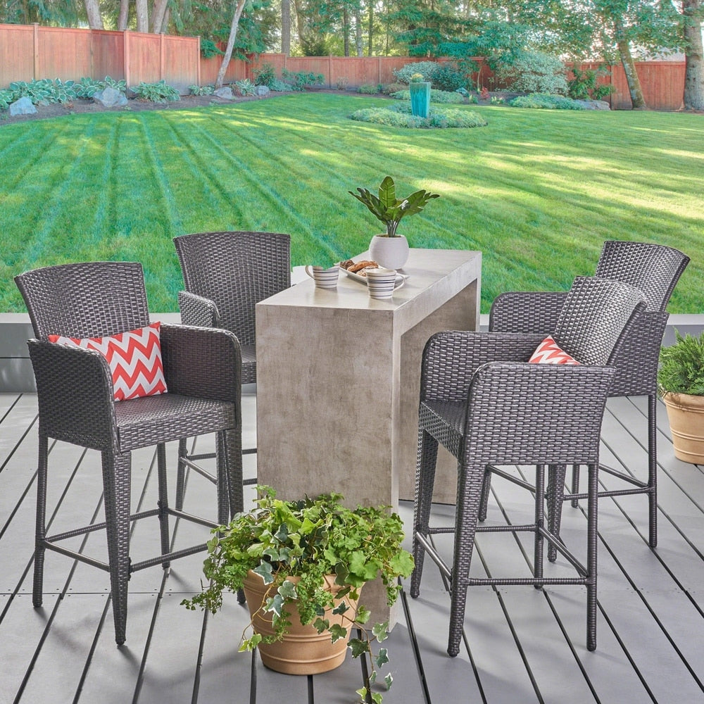 Anaya Outdoor Wicker Barstool by Christopher Knight Home