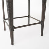 Anaya Outdoor Wicker Barstool (Set of 4) by Christopher Knight Home - N/A