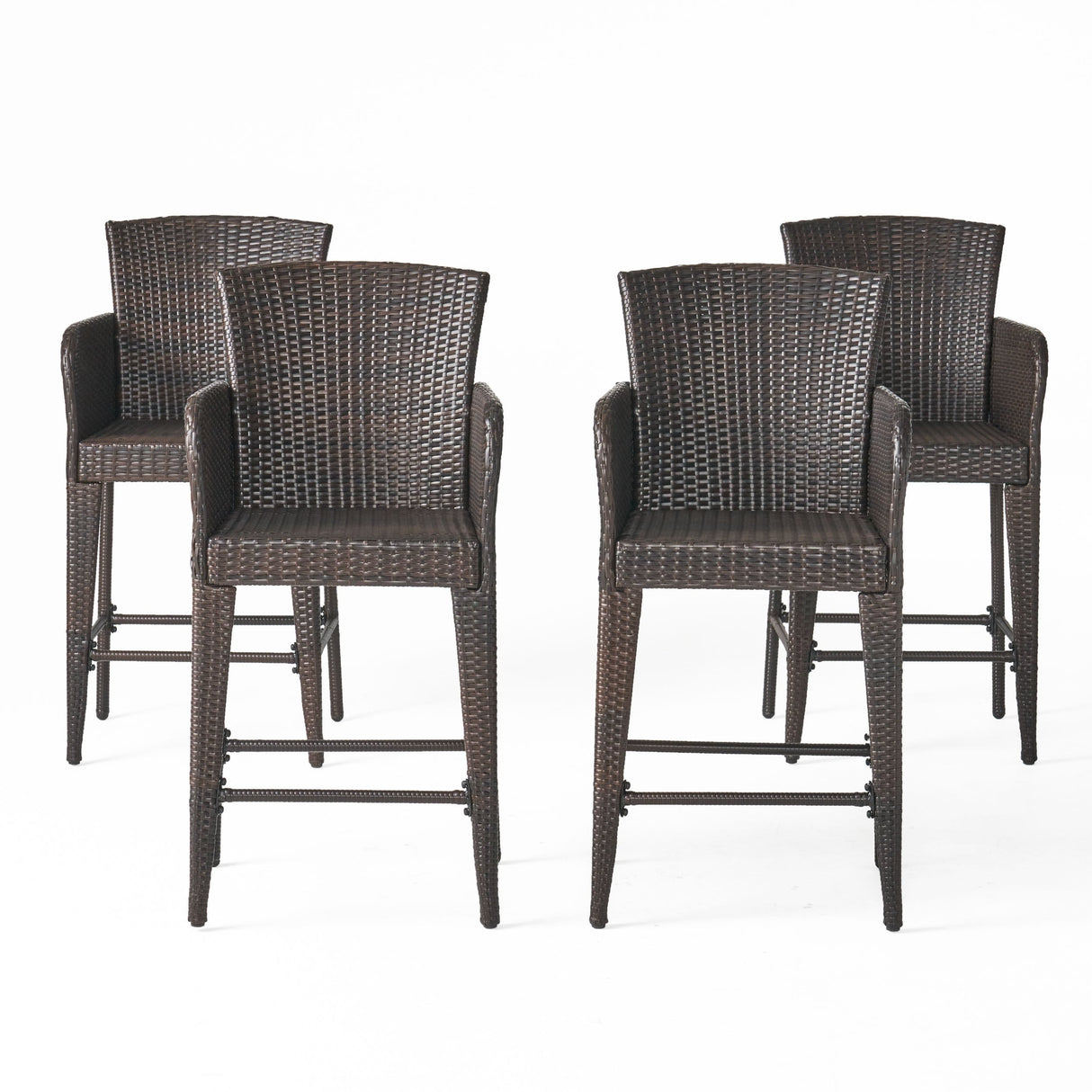 Anaya Outdoor Wicker Barstool (Set of 4) by Christopher Knight Home - N/A
