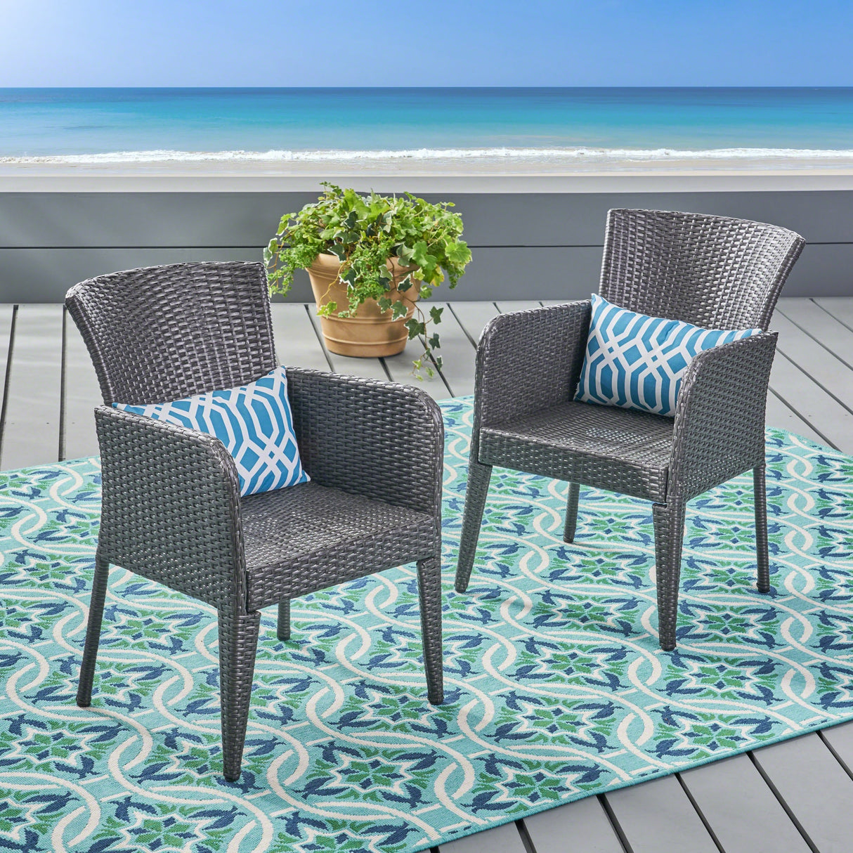 Anaya Outdoor Wicker Dining Chair (Set of 2) by Christopher Knight Home - N/A