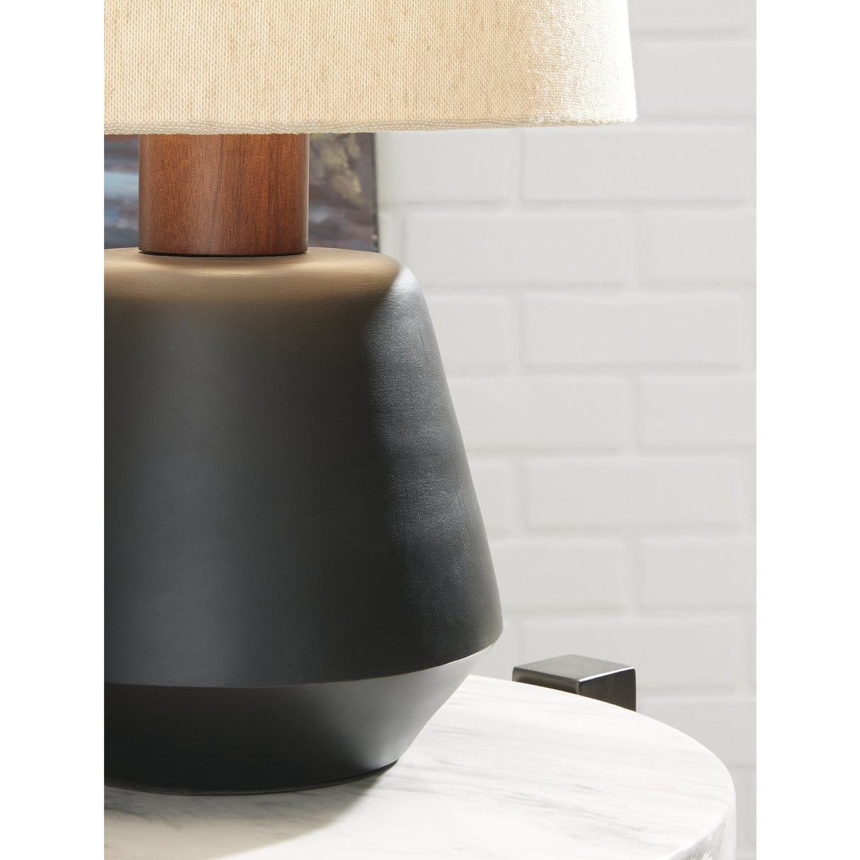 Ancel Black/Brown Metal Table Lamp - 12"W x 12"D x 19"H