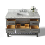 Ancerre Designs Elizabeth 48-inch Sapphire Gray Vanity with Carrara White Marble Top