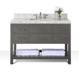 Ancerre Designs Elizabeth 48-inch Sapphire Gray Vanity with Carrara White Marble Top