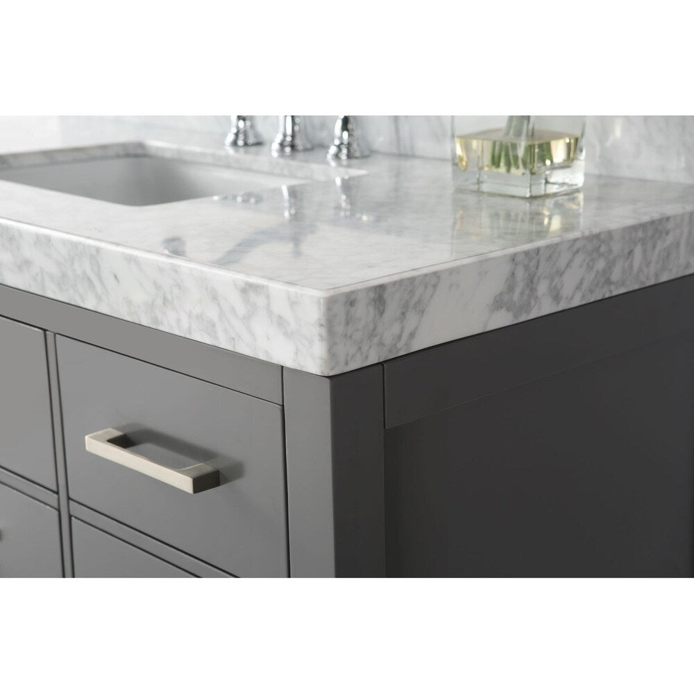 Ancerre Designs Elizabeth 48-inch Sapphire Gray Vanity with Carrara White Marble Top