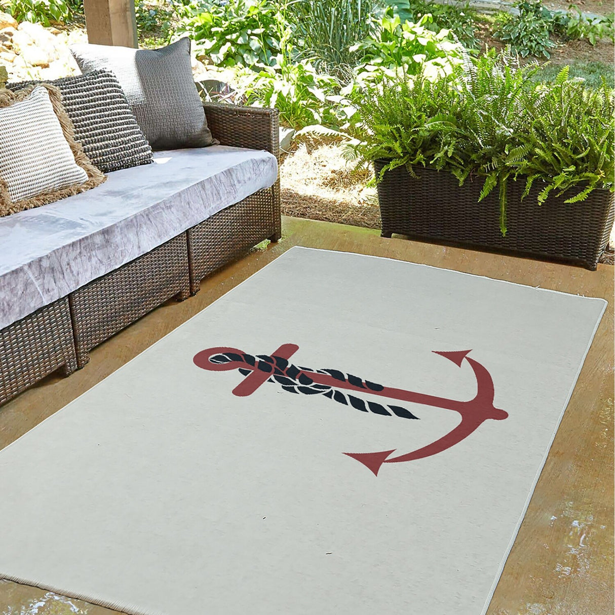 Anchor and Rope Nautical Indoor/Outdoor Rug