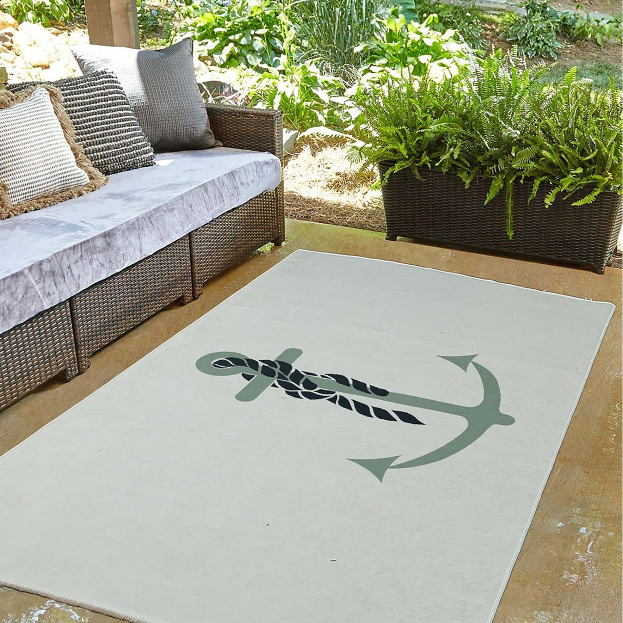 Anchor and Rope Nautical Indoor/Outdoor Rug