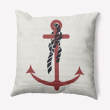 Anchor and Rope Nautical Indoor/Outdoor Throw Pillow