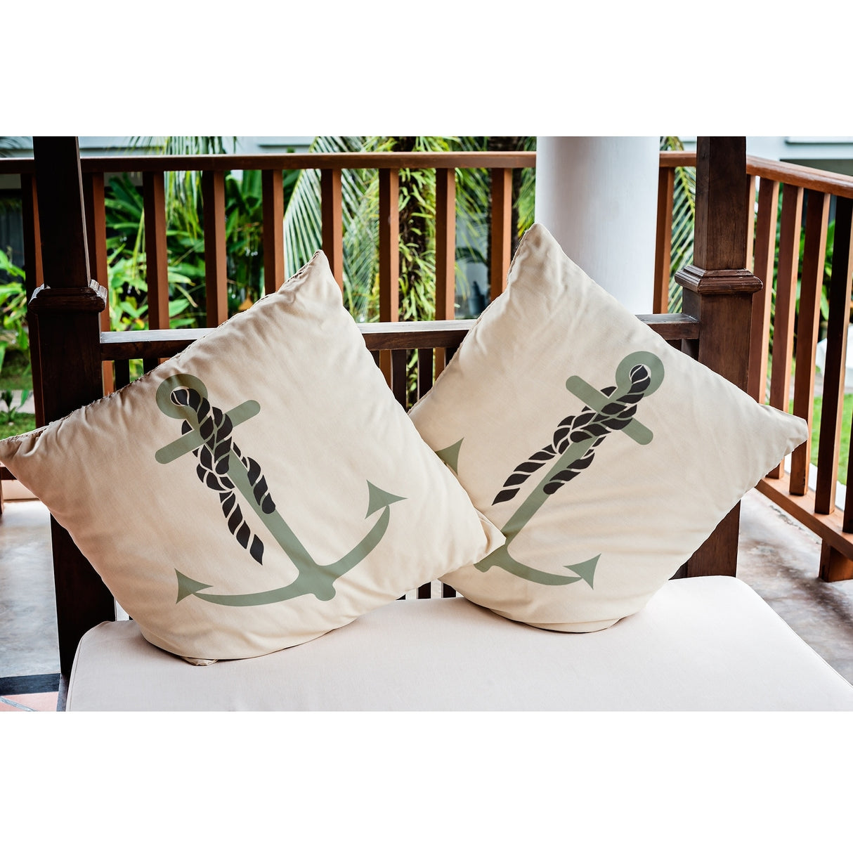 Anchor and Rope Nautical Indoor/Outdoor Throw Pillow