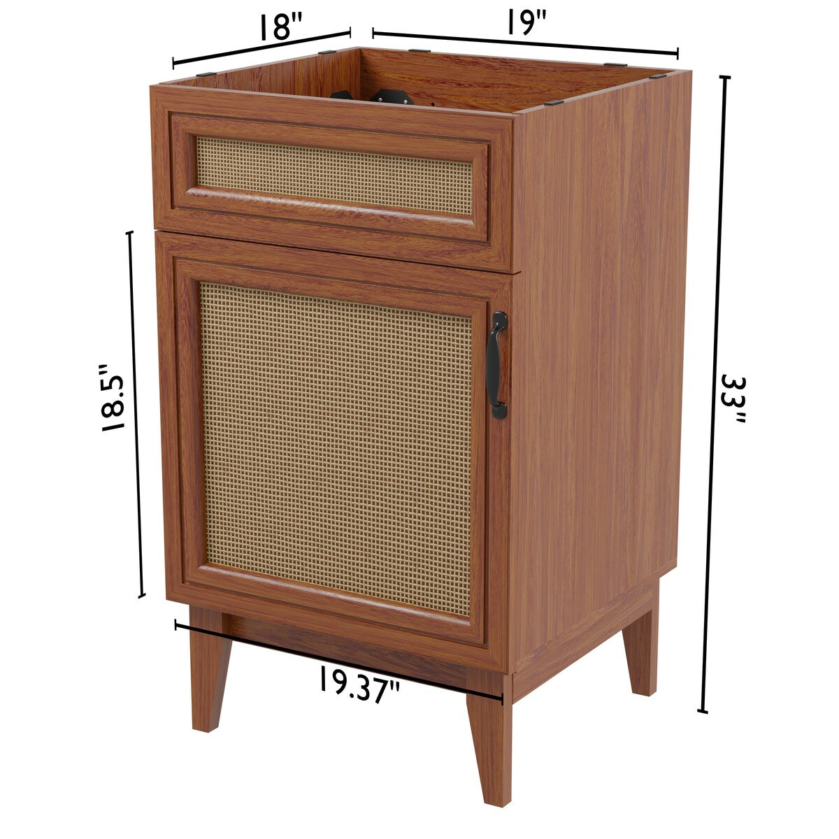 Ancillary Rattan Modern Farmhouse 2-Shelf Bath Vanity Cabinet Only (Sink Basin not Included), by JONATHAN Y