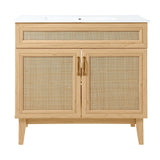 Ancillary Rattan Modern Farmhouse 2-Shelf Bath Vanity Cabinet Only (Sink Basin not Included), by JONATHAN Y