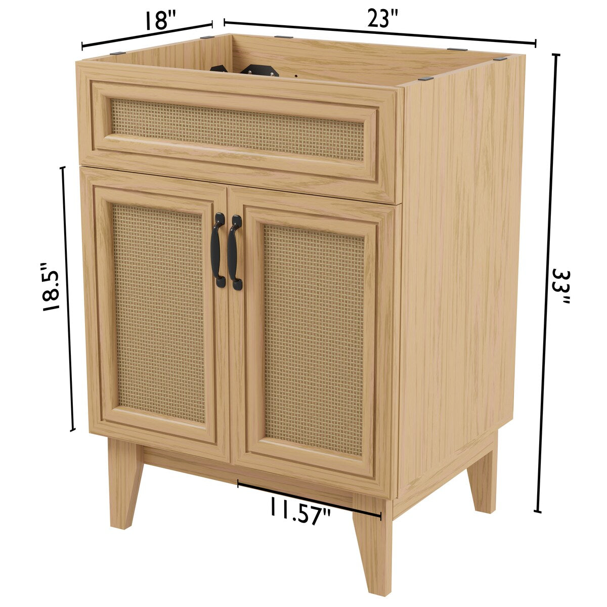 Ancillary Rattan Modern Farmhouse 2-Shelf Bath Vanity Cabinet Only (Sink Basin not Included), by JONATHAN Y