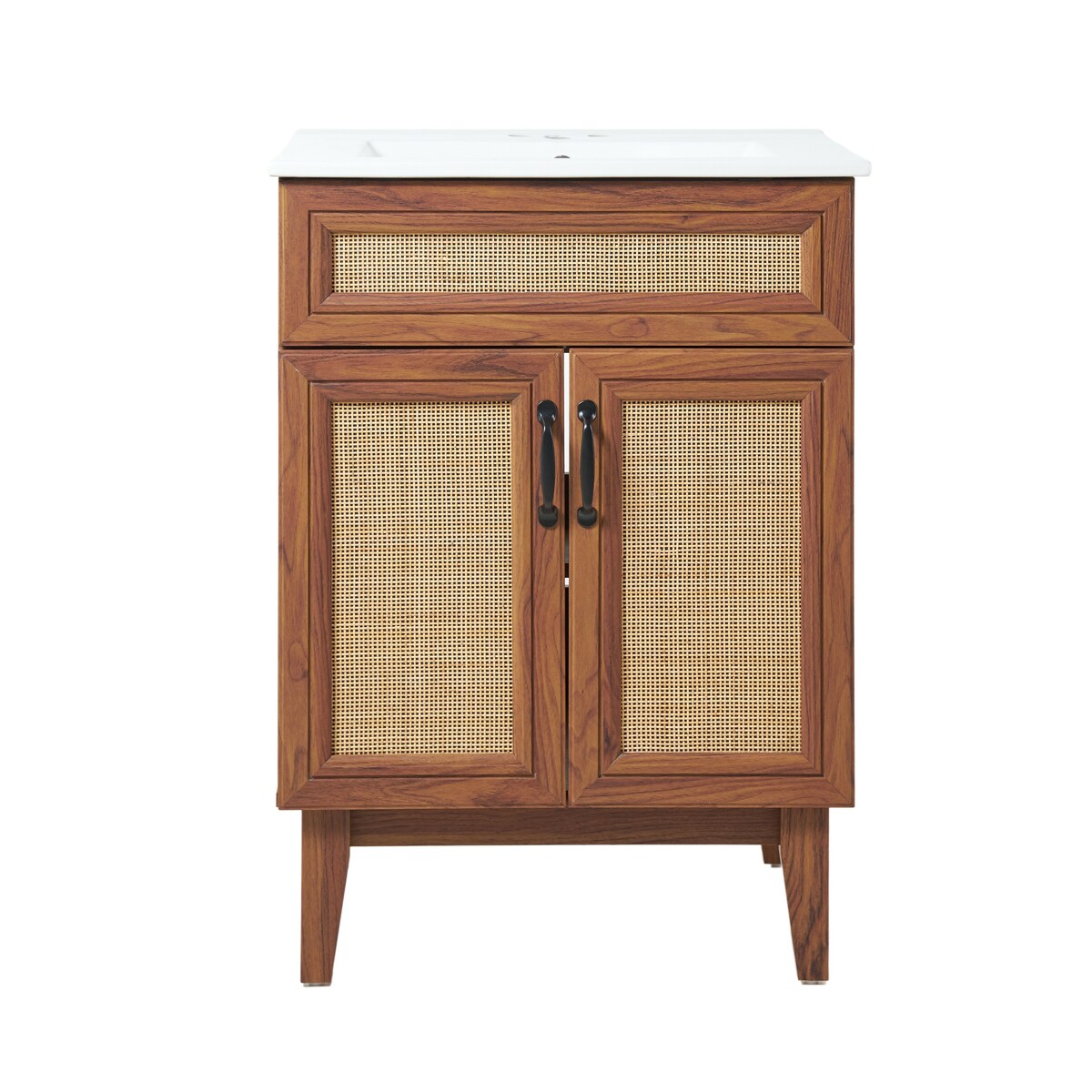Ancillary Rattan Modern Farmhouse 2-Shelf Bath Vanity Cabinet Only (Sink Basin not Included), by JONATHAN Y