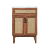 Ancillary Rattan Modern Farmhouse 2-Shelf Bath Vanity Cabinet Only (Sink Basin not Included), by JONATHAN Y