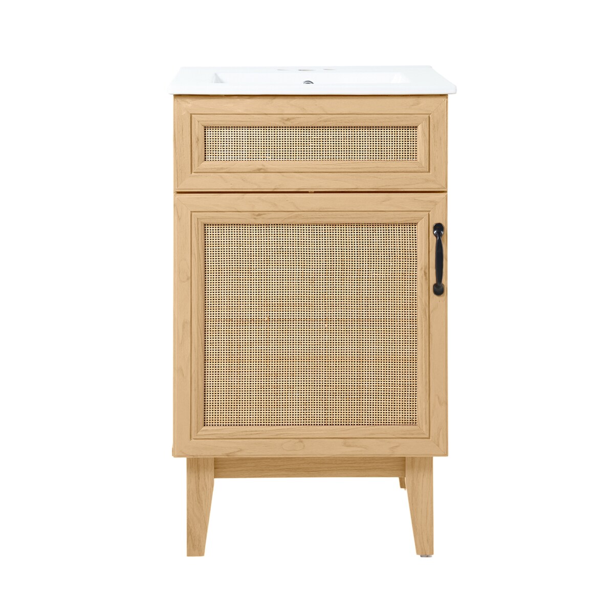 Ancillary Rattan Modern Farmhouse 2-Shelf Bath Vanity Cabinet Only (Sink Basin not Included), by JONATHAN Y
