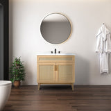 Ancillary Rattan Modern Farmhouse 2-Shelf Bath Vanity Cabinet Only (Sink Basin not Included), by JONATHAN Y