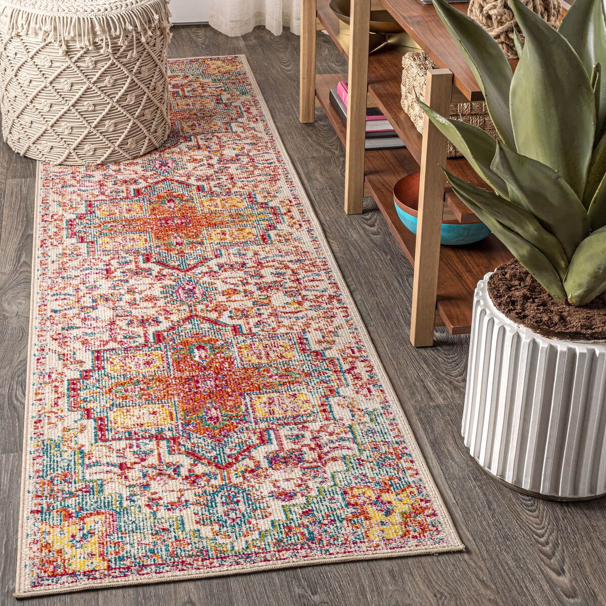 Andalus Vintage Medallion Coral/Blue/Multi Area Rug