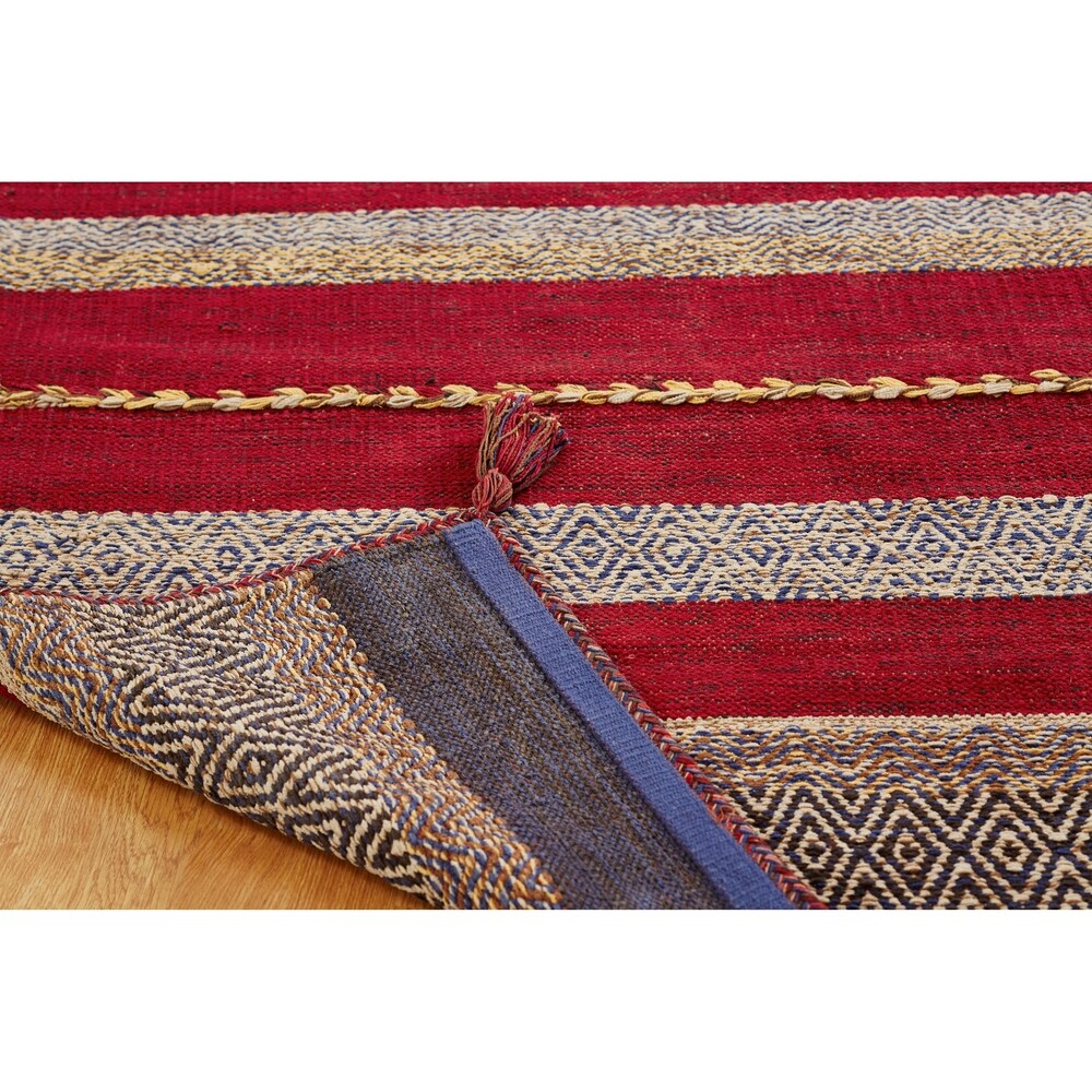 Andes Ruby Red Cotton Chenille Handmade Area Rug