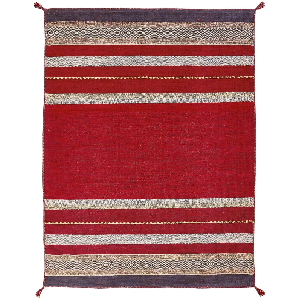Andes Ruby Red Cotton Chenille Handmade Area Rug