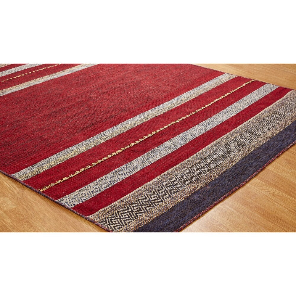 Andes Ruby Red Cotton Chenille Handmade Area Rug