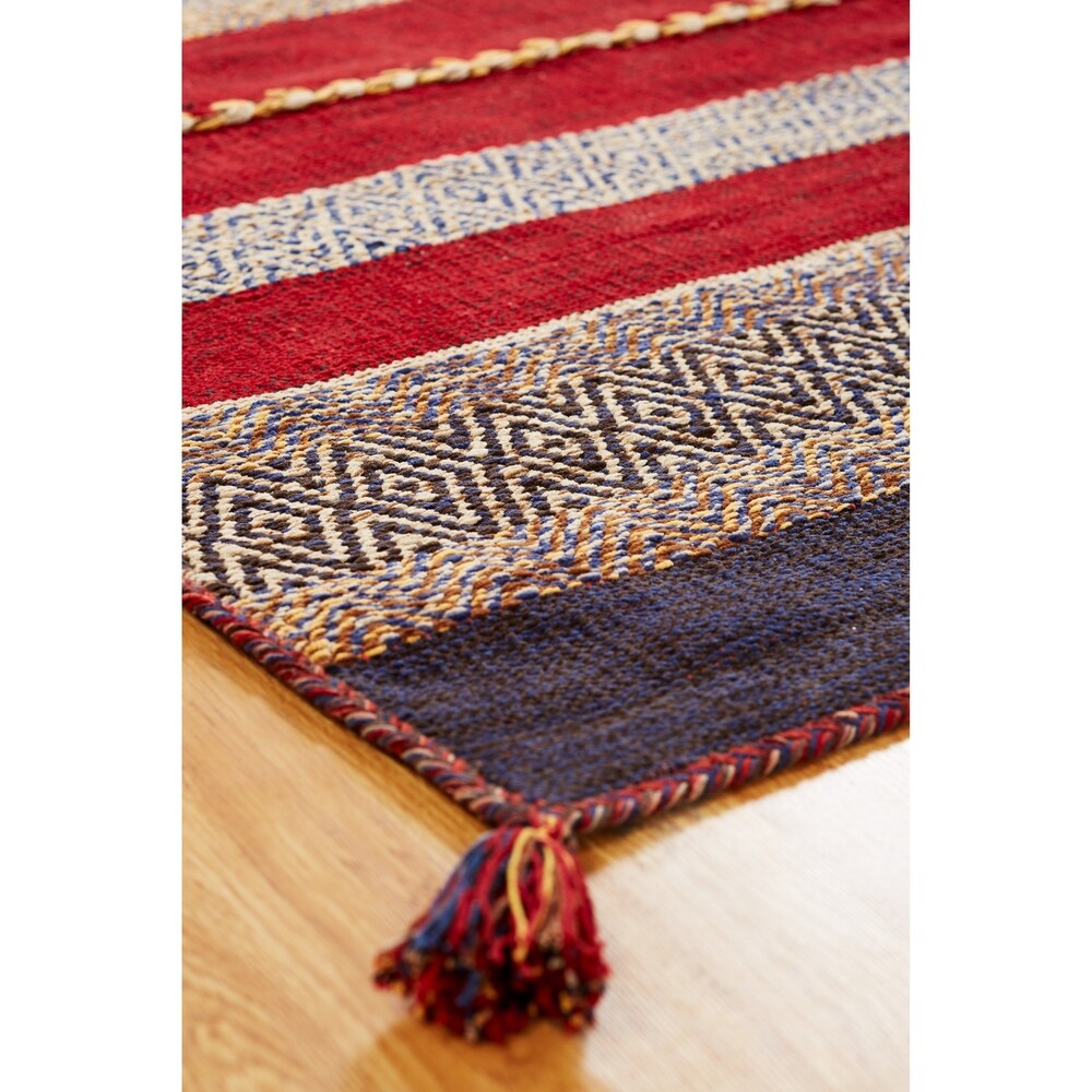 Andes Ruby Red Cotton Chenille Handmade Area Rug