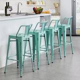 Andeworld Metal Counter Low Back Bar Stool with Rubber Foot