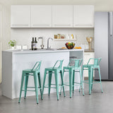 Andeworld Metal Counter Low Back Bar Stool with Rubber Foot
