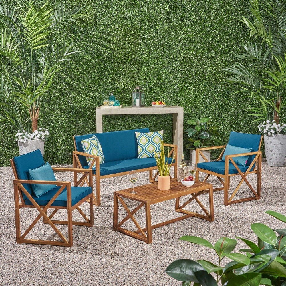 Andora 4-piece Acacia Wood Chat Set by Christopher Knight Home