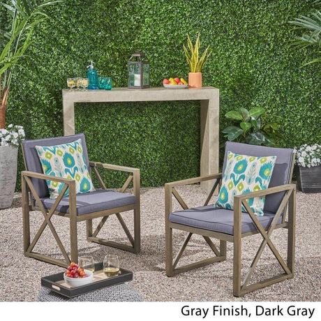 Andora Outdoor Acacia Wood Club Chair (Set of 2）by Christopher Knight Home