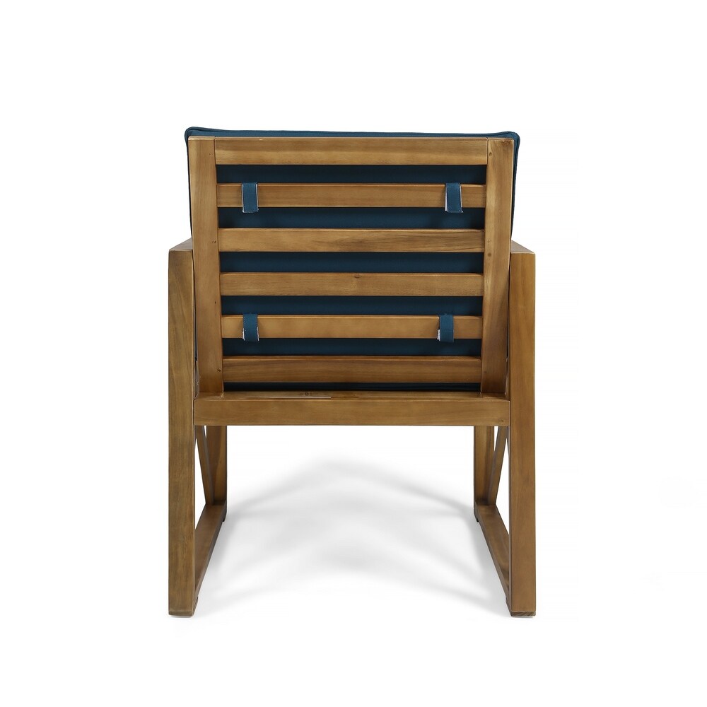 Andora Outdoor Acacia Wood Club Chairs with Cushions (Set of 4) by Christopher Knight Home