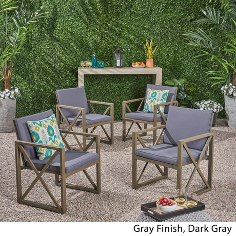 Andora Outdoor Acacia Wood Club Chairs with Cushions (Set of 4) by Christopher Knight Home