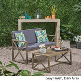 Andora Outdoor Cushioned Acacia Loveseat w/ Coffee Table by Christopher Knight Home
