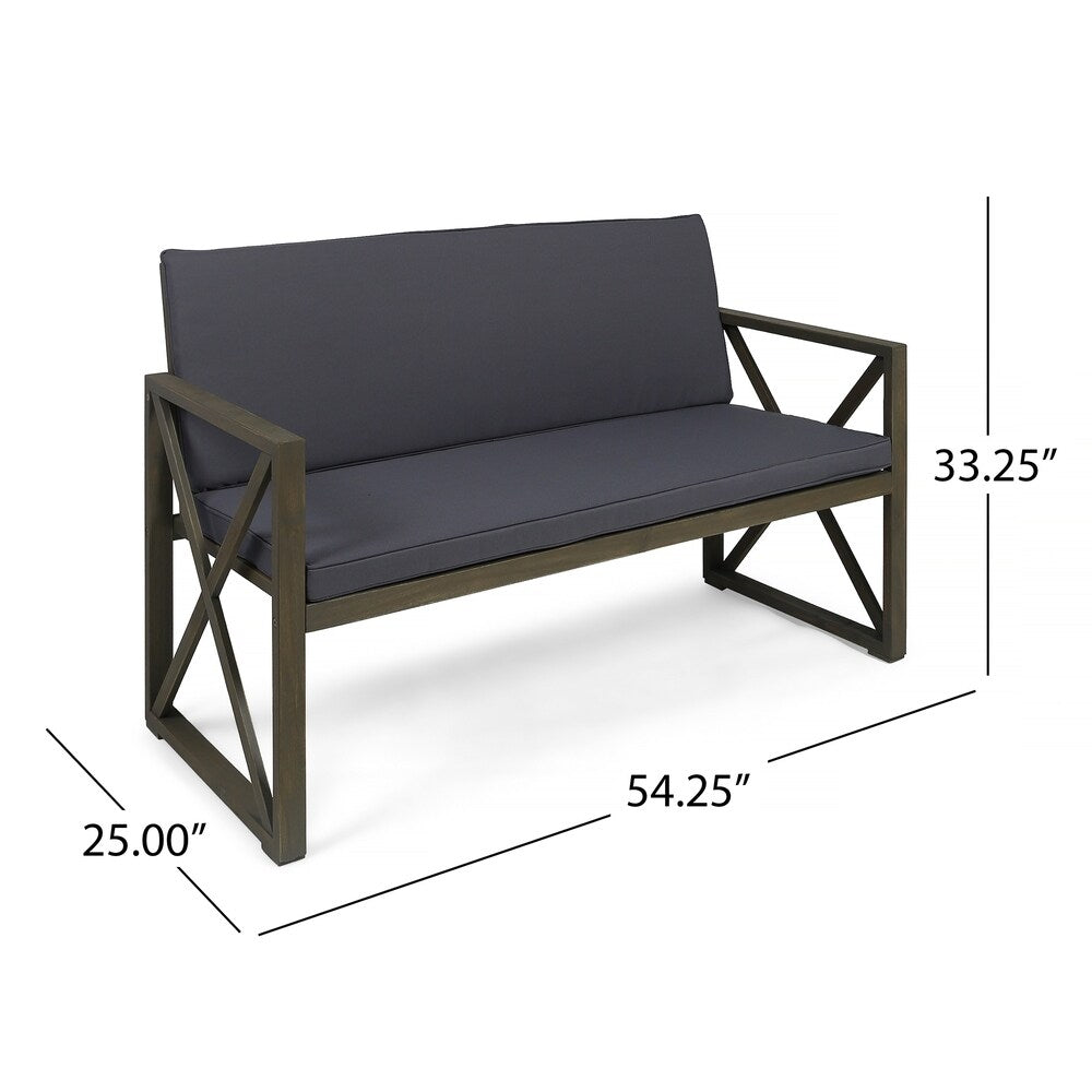 Andora Outdoor Cushioned Acacia Loveseat w/ Coffee Table by Christopher Knight Home