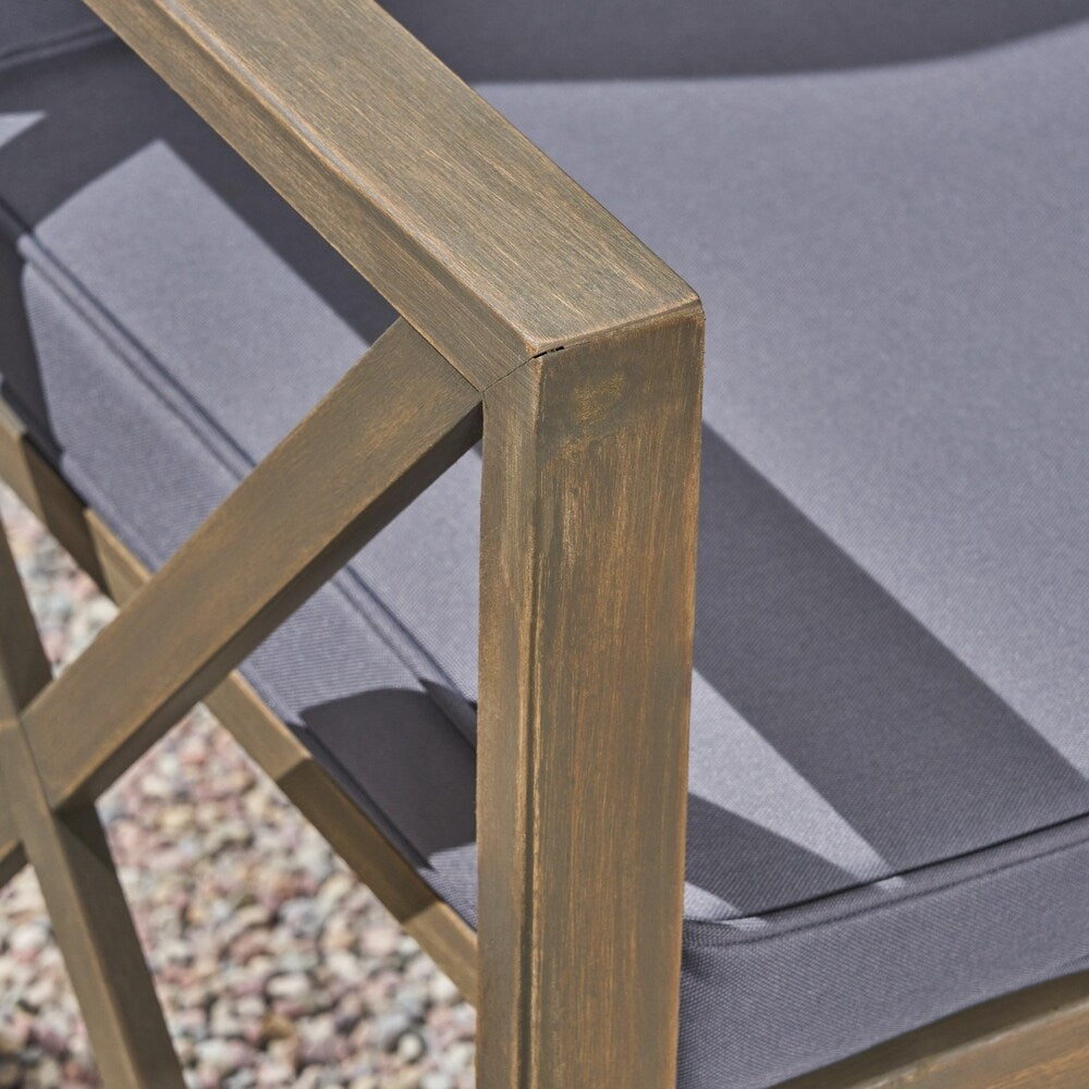 Andora Outdoor Cushioned Acacia Loveseat w/ Coffee Table by Christopher Knight Home