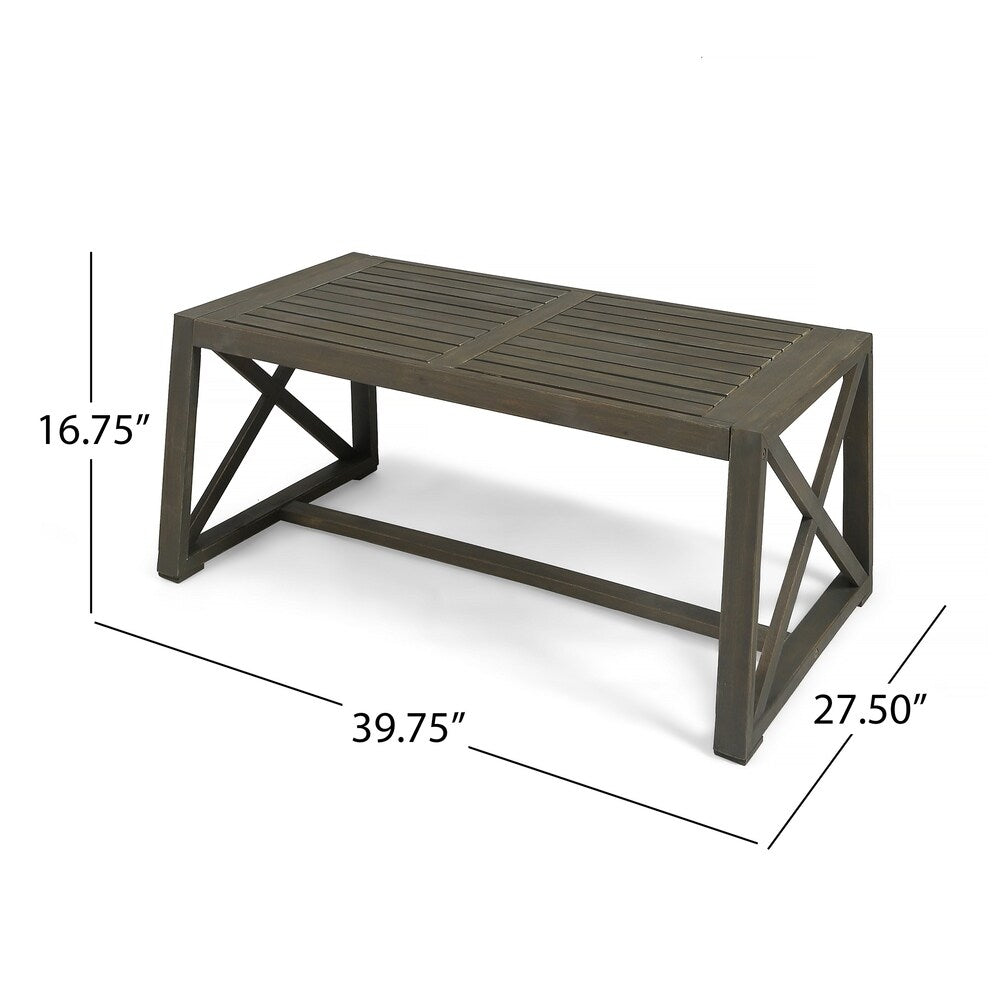 Andora Outdoor Cushioned Acacia Loveseat w/ Coffee Table by Christopher Knight Home
