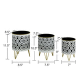 Andrey Black/White Hexagonal Indoor Metal Pot Planters (Set of 3) - 11.5"H x 8.5"W x 8.5"D
