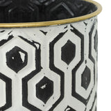 Andrey Black/White Hexagonal Indoor Metal Pot Planters (Set of 3) - 11.5"H x 8.5"W x 8.5"D