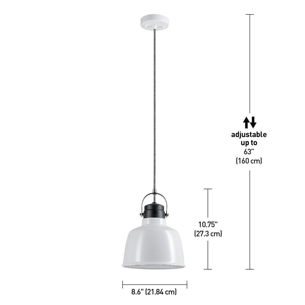 Porch & Den Arlene White/ Satin Finish 1-light Pendant