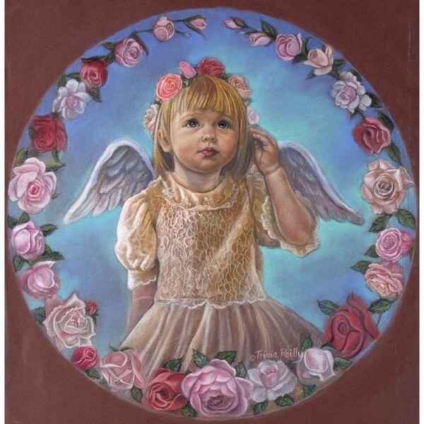 Angel Of Roses-TRIREI79294 Framed Print 23.75"x23" by Tricia Reilly-Matthews