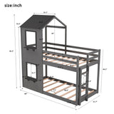 Angel Twin Over Twin Bunk Bed Wood Bed with Roof