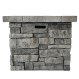 Angeles Outdoor Propane Square Fire Pit Table with Lava Rocks by Christopher Knight Home - N/A
