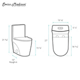 Angers One Piece Elongated Toilet Dual Vortex Flush 1.1/1.6 Gpf With 10" Rough In - 27" x 15.15" 31.2"