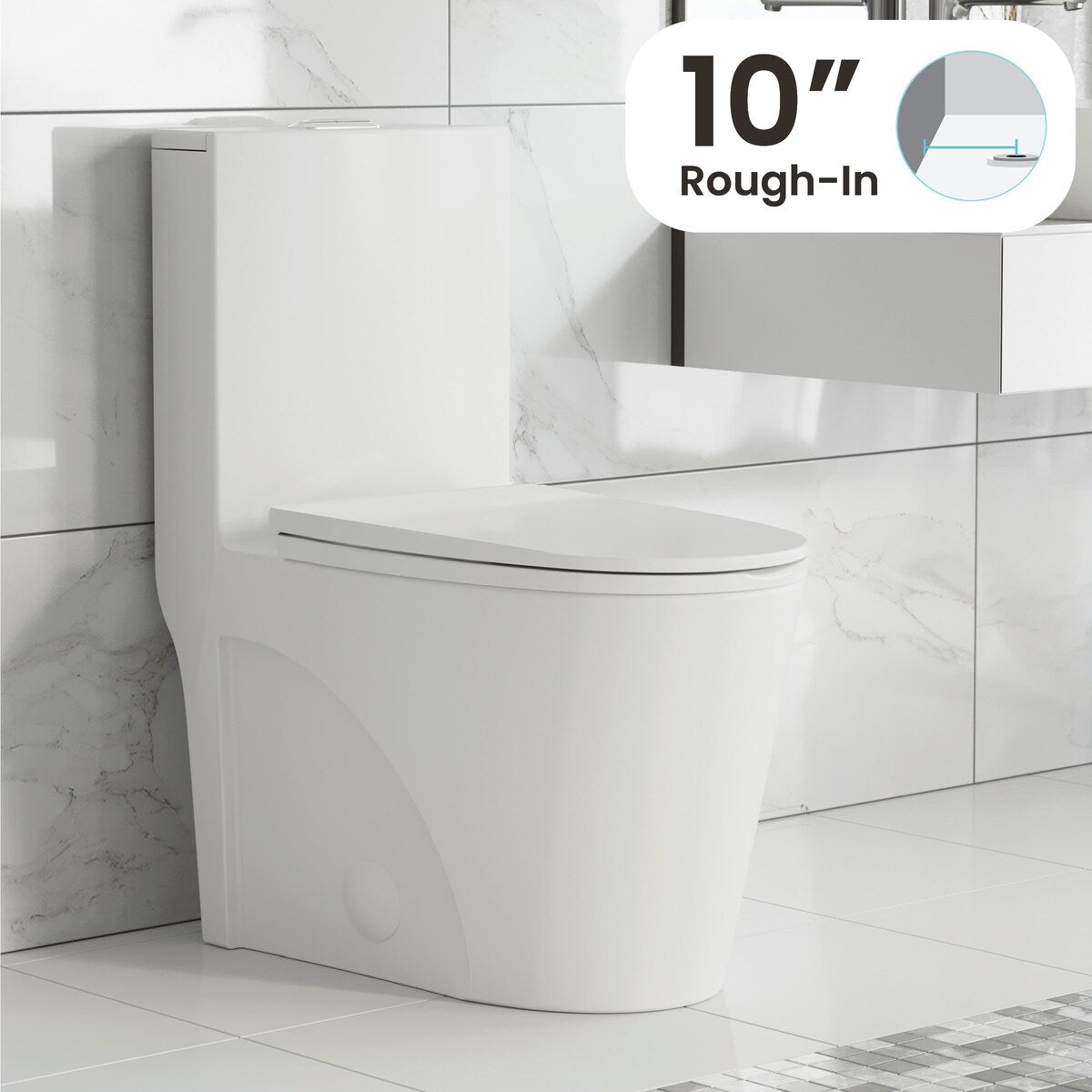 Angers One Piece Elongated Toilet Dual Vortex Flush 1.1/1.6 Gpf With 10" Rough In - 27" x 15.15" 31.2"