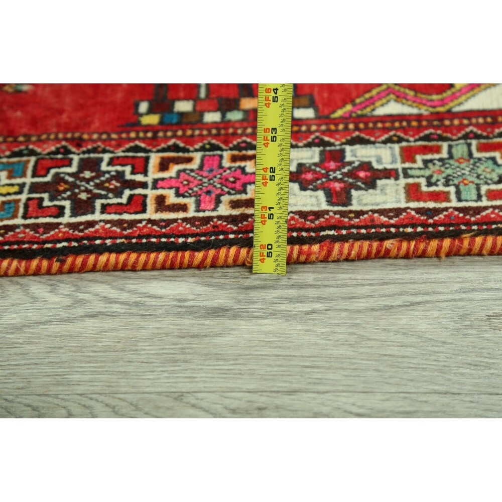 Animal Pictorial Geometric Kashkoli Persian Area Rug Handmade - 5'5" x 9'1"
